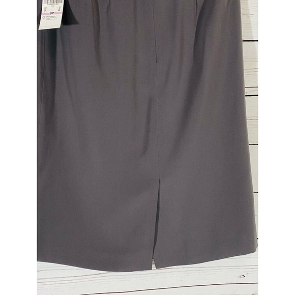 Kasper Skirt Womens Sz 6 Petite Solid Gray Back Zipper & Vent Career Lined - Picture 7 of 10